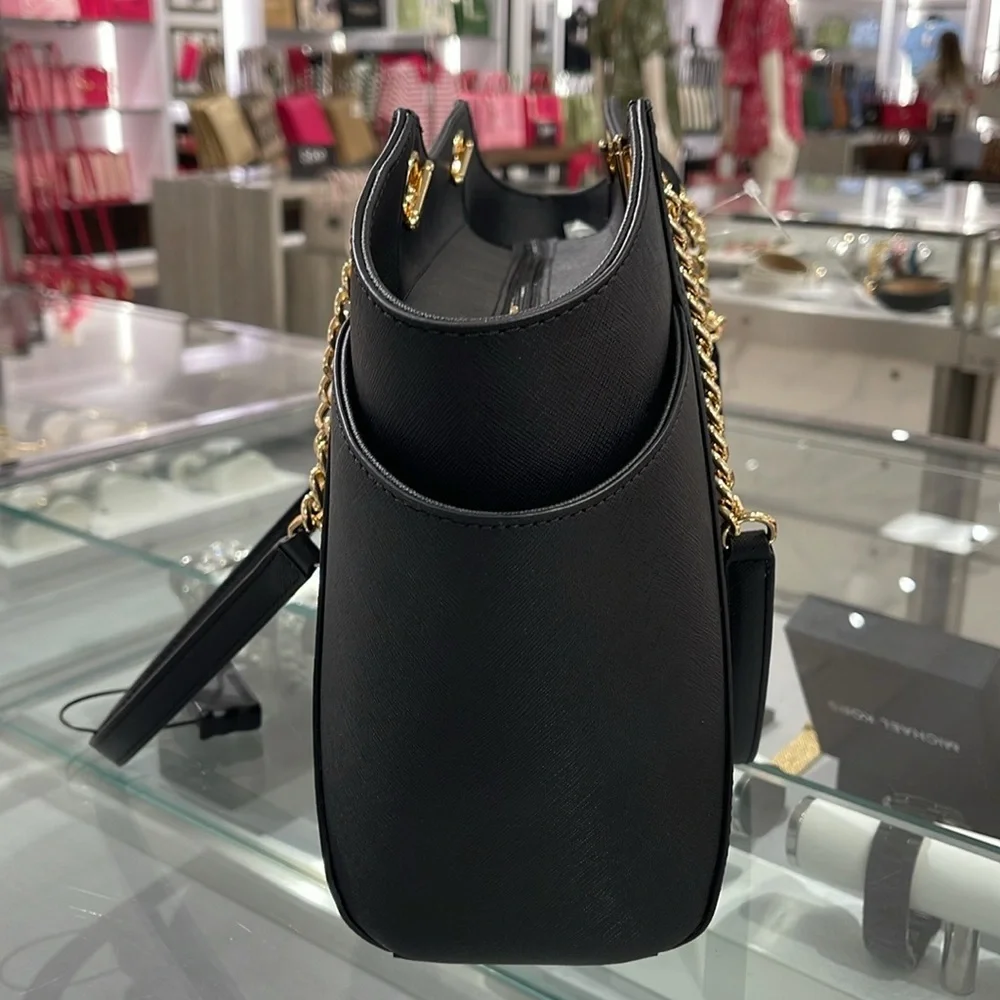 Michael Kors MICHAEL KORS Jet Set Lg Saffiano Leather Shoulder Tote Black NWT